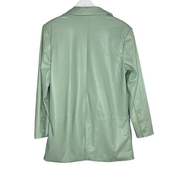 NWT For Love & Lemons Mint Green Oversized Faux Leather Blazer Jacket Size XS - Picture 7 of 11